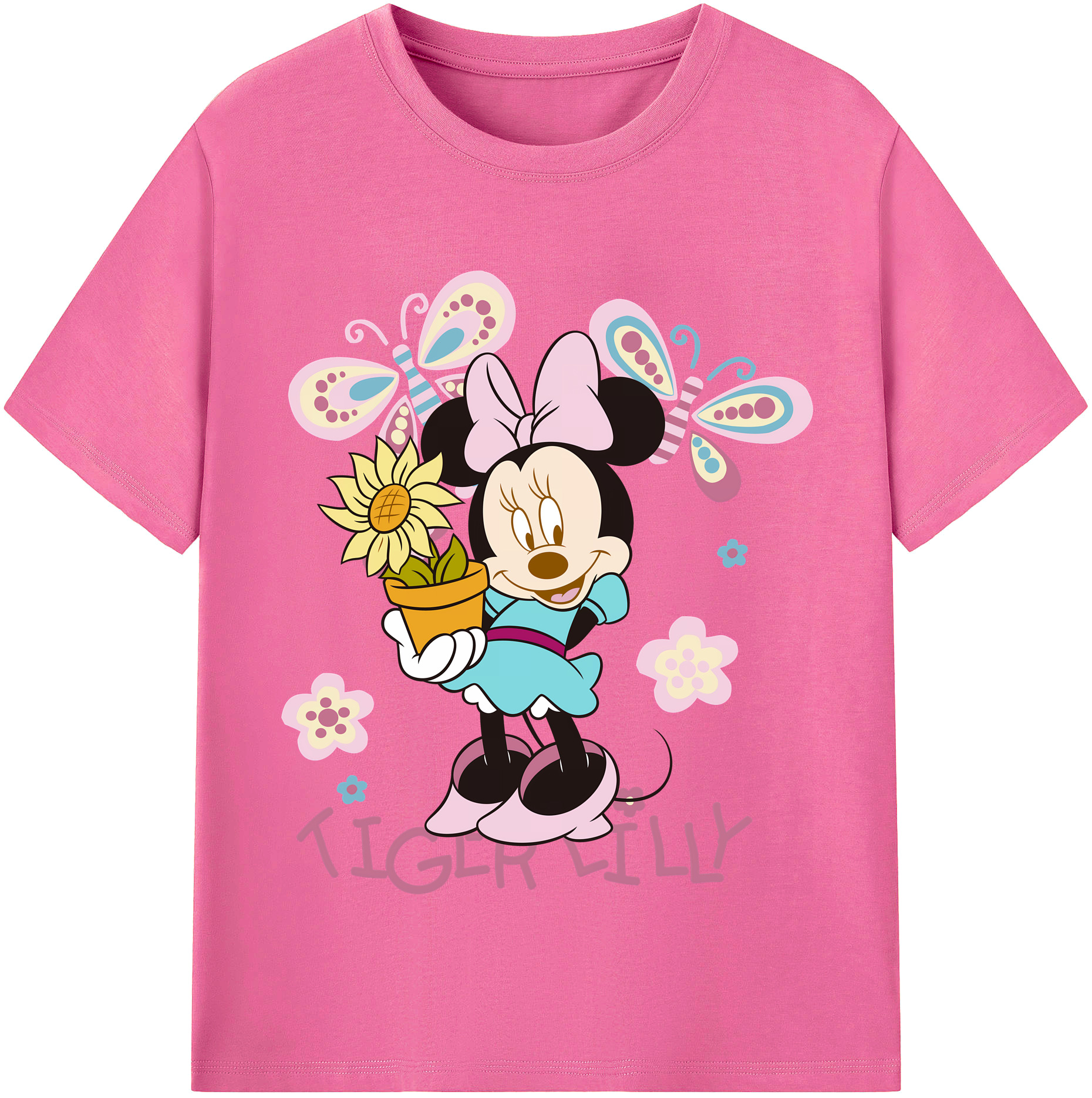 （画像用） ミッキーマウス Mickey Mouse レディースカジュアルプリントTシャツ（綿100％）